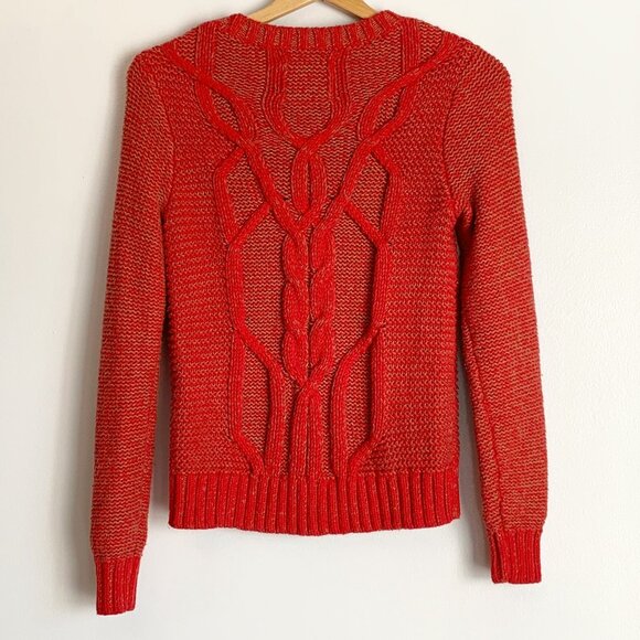 Abercrombie & Fitch Women’s Y2K Red Chunky Cable Knit Sweater Size Small Preppy - Picture 9 of 10